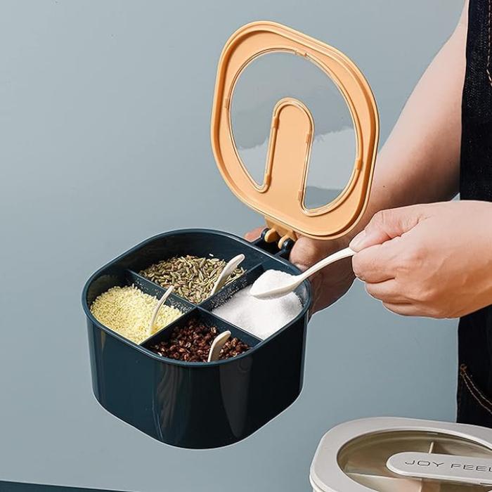 Multi-Function Four Grid Spice Box, Kitchen Seasoning Box-000099