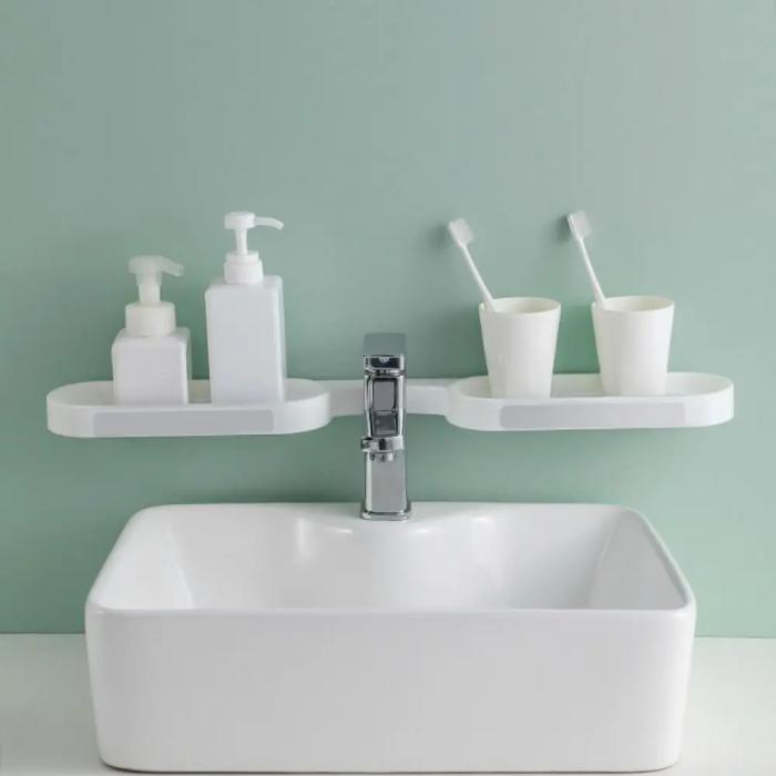 180 Degree Corner Rotating Wall-mounted Bathroom Organizer Storage Rack - KD098